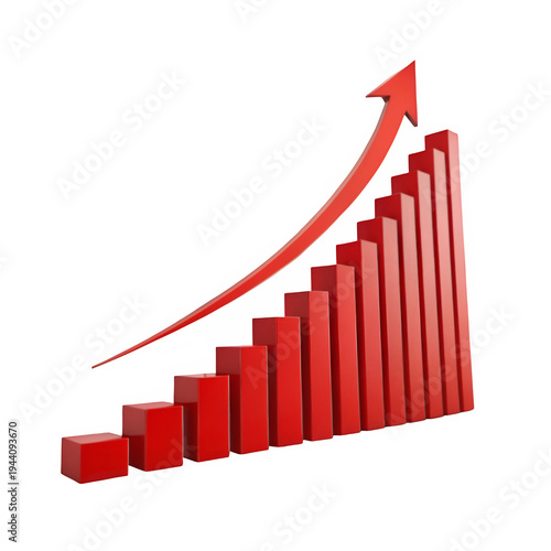 Free Download Red rising bar chart showing arrows isolated on transparent background - GFXLoad