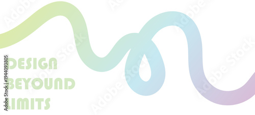 Curved thick continuous line isolated on white background. Bright color gradient. Vector design.