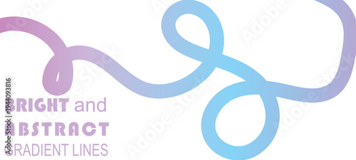 Curved thick continuous line isolated on white background. Bright color gradient. Vector design.