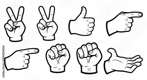 Collection of Hand Gestures Icons Vector Illustration.