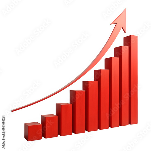 Red rising bar chart showing arrows isolated on transparent background Free Download Red rising bar chart showing arrows isolated on transparent background - GFXLoad