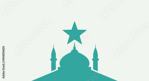 Mosque silhouette with star symbol.