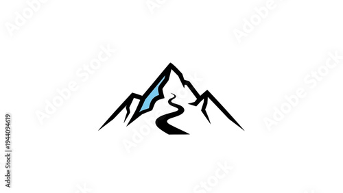 Mountain peaks with blue accent.