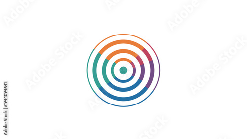 Multicolored concentric circle graphic design.