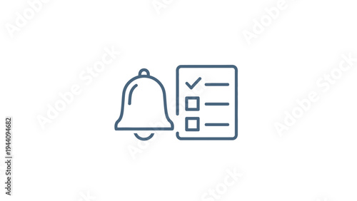 Notification Bell Checklist Icon.
