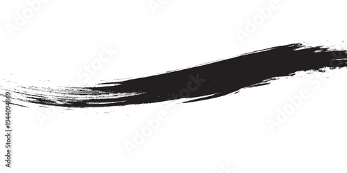 Minimalist black-and-white abstract stroke, with dense ink coverage on one side transitioning into fragmented textures and scattered specks as it moves outward. The artwork symbolizes fading, erosion