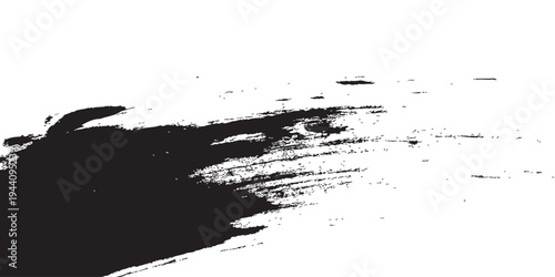 abstract brushstroke image in black ink against a stark white backdrop. The bold dark mass bleeds into broken textures, resembling erosion, stormy skies, or weathered surfaces. A modern expression