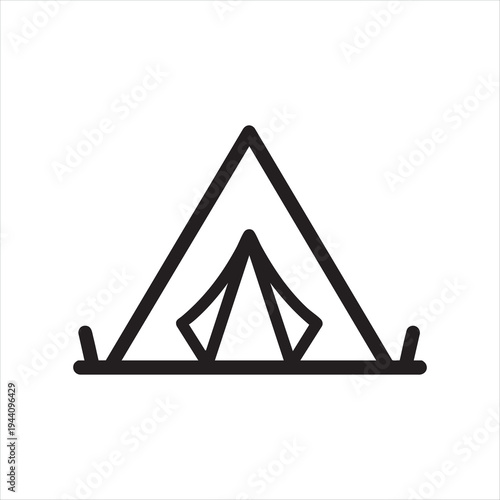 WebBlack linear shelter sign for outdoor activity. Minimalist camping equipment symbol for trekking and hiking. Simple geometric tent graphic.