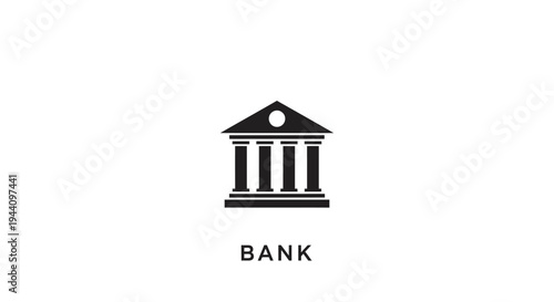 Bank Building Icon Illustration.