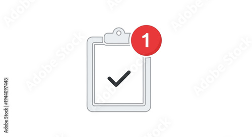 Checklist clipboard with red notification.