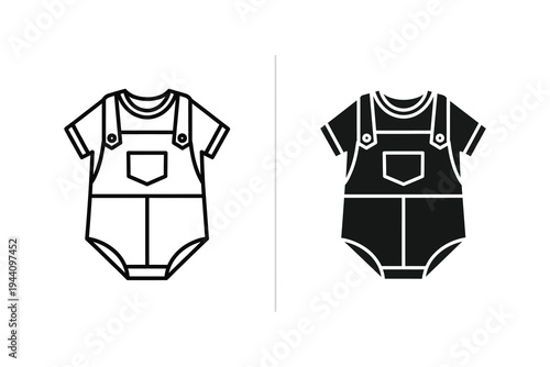 Baby Romper and Overalls Clothing Icons Set for Infant Fashion and Nursery Design