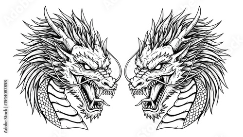 Intricate black and white illustration of symmetrical human heart structures with detailed veins Vector