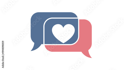 Heart shaped speech bubbles icon.