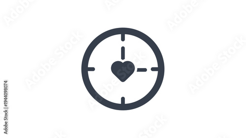 Heart shaped target symbol icon.