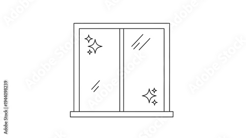 Simple Line Drawing of Sliding Glass Shower Door.