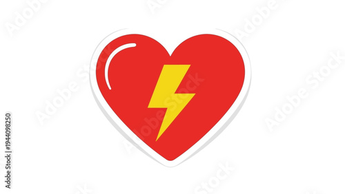 Heart with yellow lightning bolt symbol.