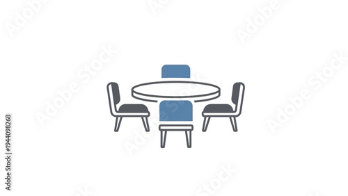 Simple Line Drawing of Table and Chairs.