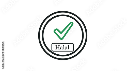 Halal certification green check mark logo.