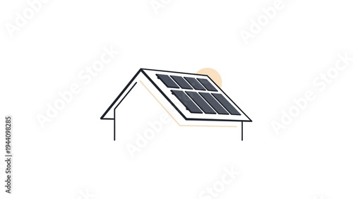 Simple Line Drawing of Solar Panel.