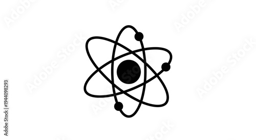 Black and white atom symbol.