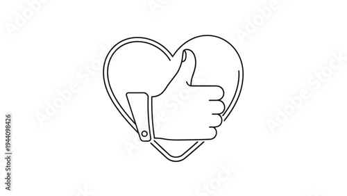 Hand giving thumbs up in heart.