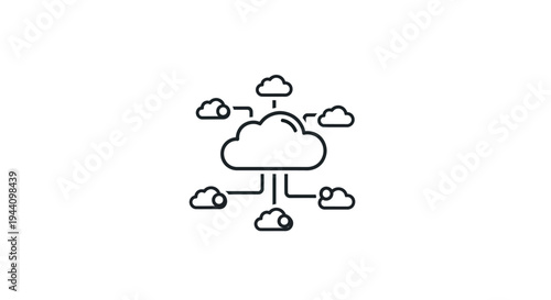 Cloud computing network system icon.