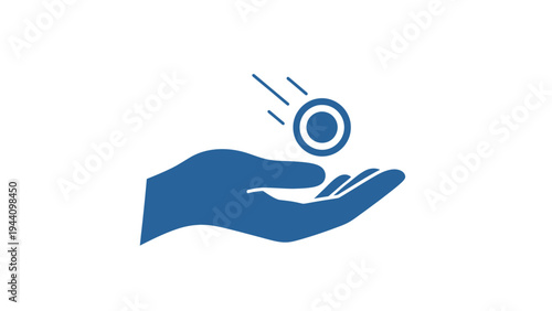 Hand holding a blue circle.