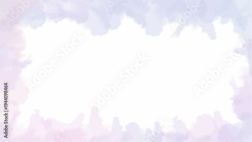 A delicate watercolor border in soft lavender and pastel tones surrounds a bright white center, creating a calm, elegant frame ideal for text, invitations, or minimalist designs.
