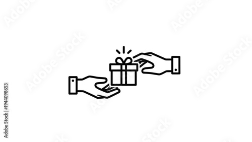 Hands exchanging a gift box.