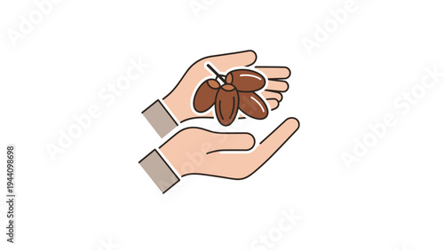 Hands holding a brown leaf.