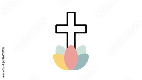 Simple Cross Illustration with Colored Petals.