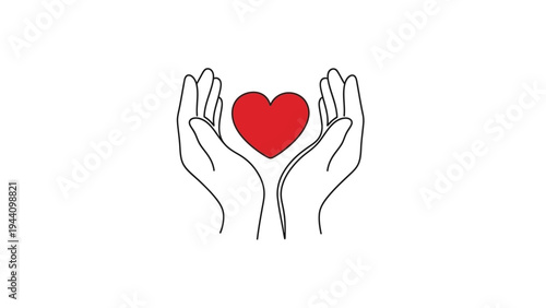 Hands holding a red heart symbol.