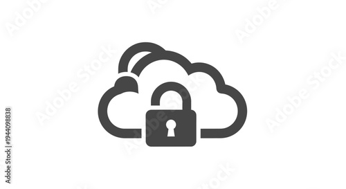 Cloud Security Lock Icon Symbol.