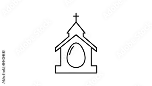 Simple Church Building Line Art Design.