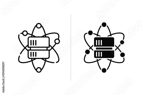 Data Network & Server Atom Icon - Big Data, Cloud Computing & Technology Concept