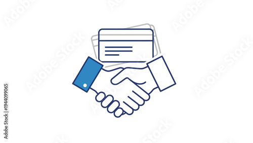Handshake with credit card and document.