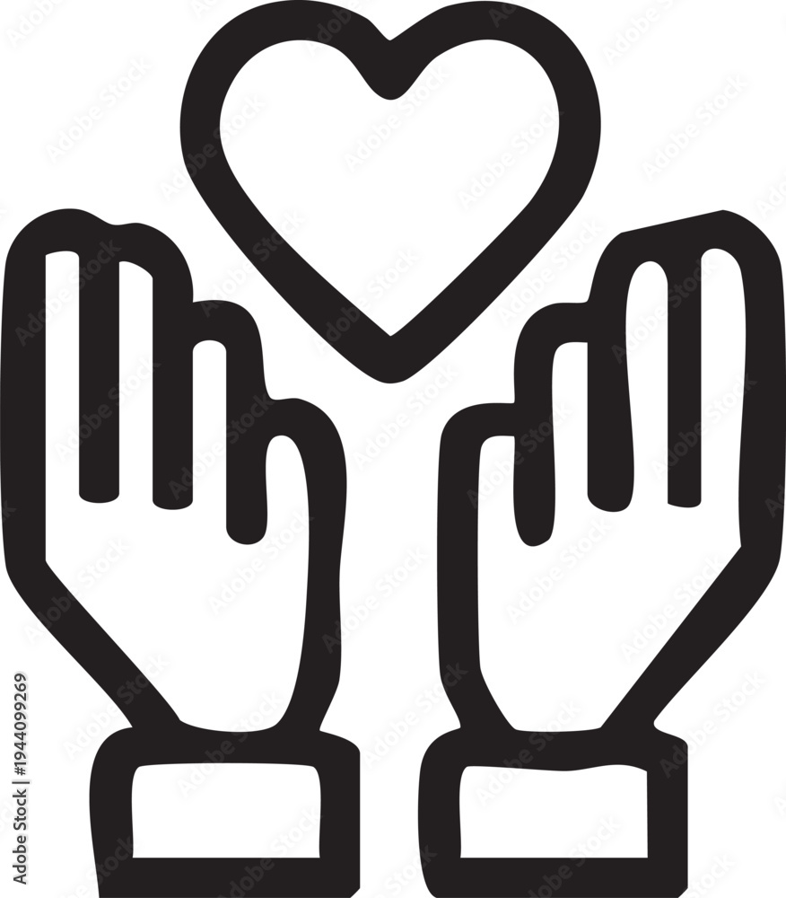 Obraz premium Hands Offering Heart Icon Kindness Support Love Concept