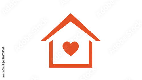 Simple House Icon with Heart Inside.
