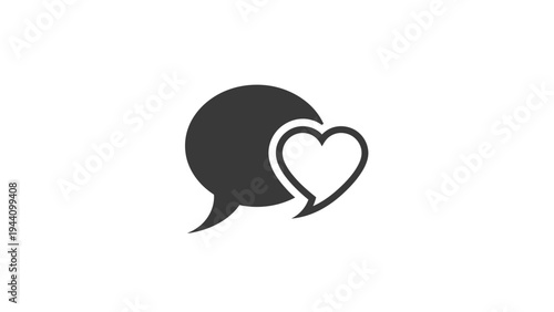 Heart and speech bubble icons combined.