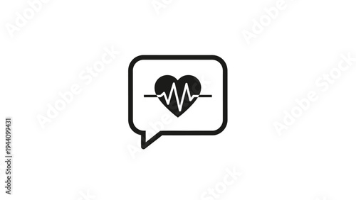 Heart rate icon in chat bubble.