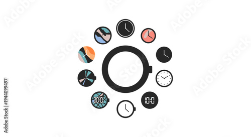 Collection of various wristwatches closeup.