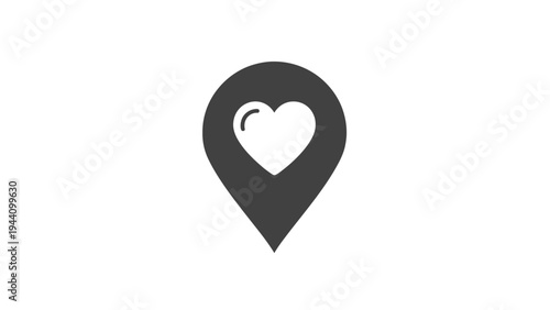 Heart Shape Location Pin Icon.