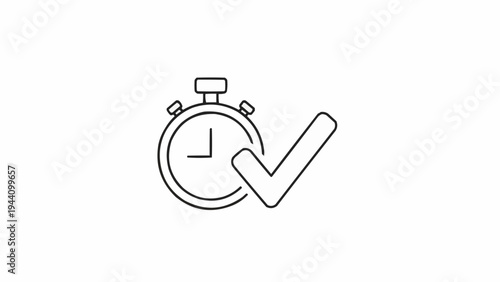 Stopwatch with Check Mark Icon.