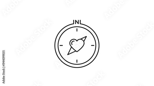 Heart shaped dart on clock face.