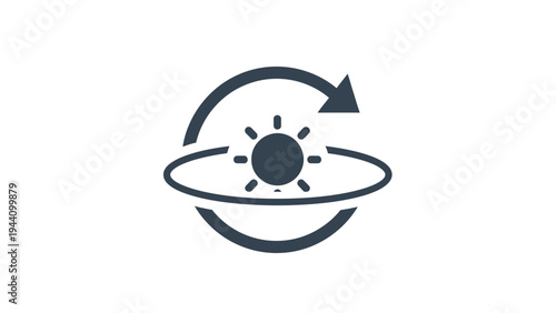 Simple Line Art Sun Symbol Rotation.