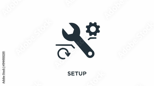 Wrench and gear icons for setup.