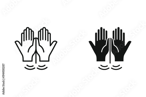 Praying Hands Spiritual Worship Icons - Gratitude & Applause Vector Set
