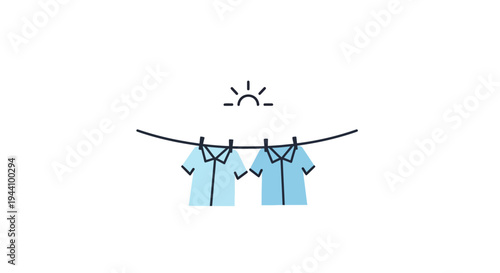 Clothes Hanging on Clothesline to Dry.