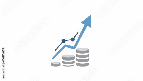 Stacks of Coins with Upward Trending Graph.