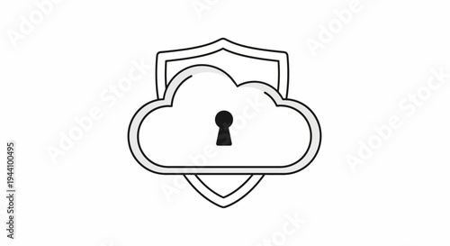 Cloud Security Key Lock Icon.